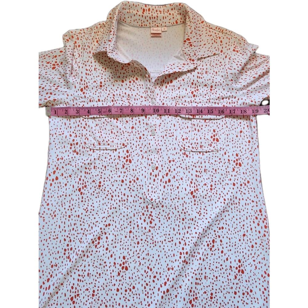 Persifor Shirt Dress M White Red Speckled Print Collared Button Front Pockets US - Picture 7 of 10